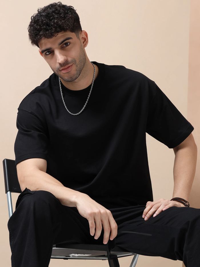 Essential Oversized Solid T-Shirt – Black