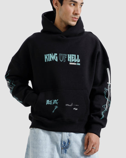 Essential Oversized Printed Hoodie – Black