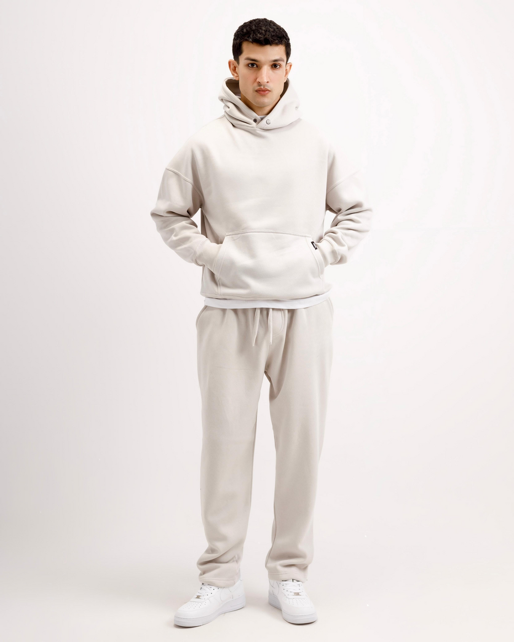 Essential Oversized Solid Hoodie – White
