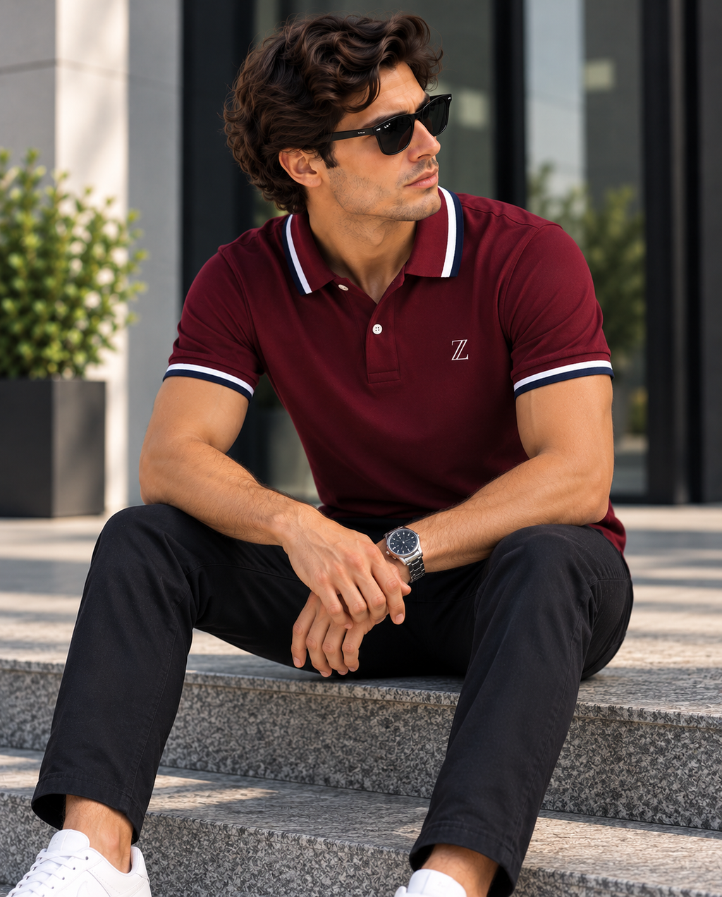 Essential Polo T-Shirt – Wine Red