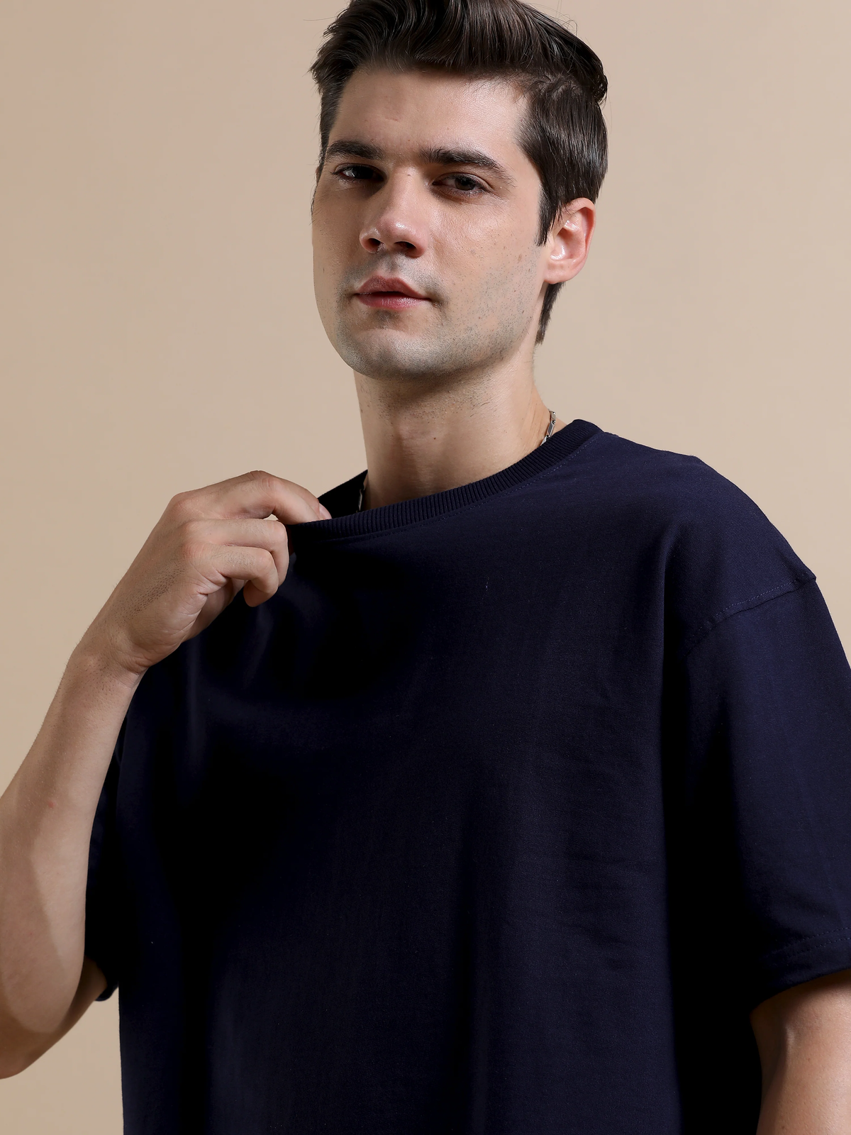 Essential Oversized Solid T-Shirt – Navy
