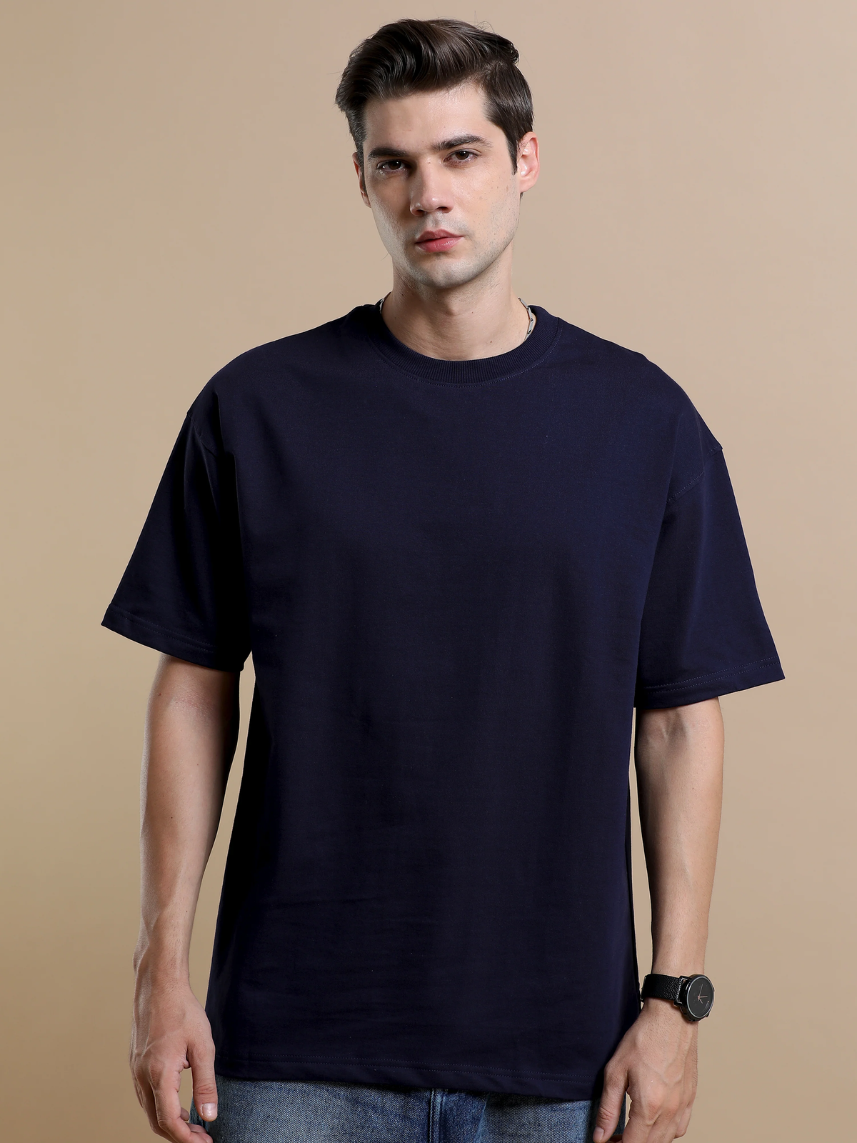 Essential Oversized Solid T-Shirt – Navy