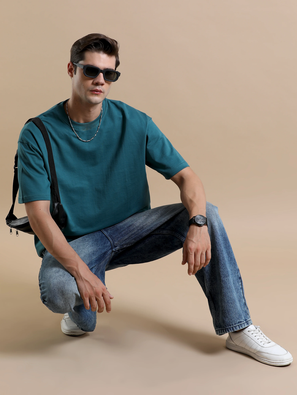 Essential Oversized Solid T-Shirt –TEAL