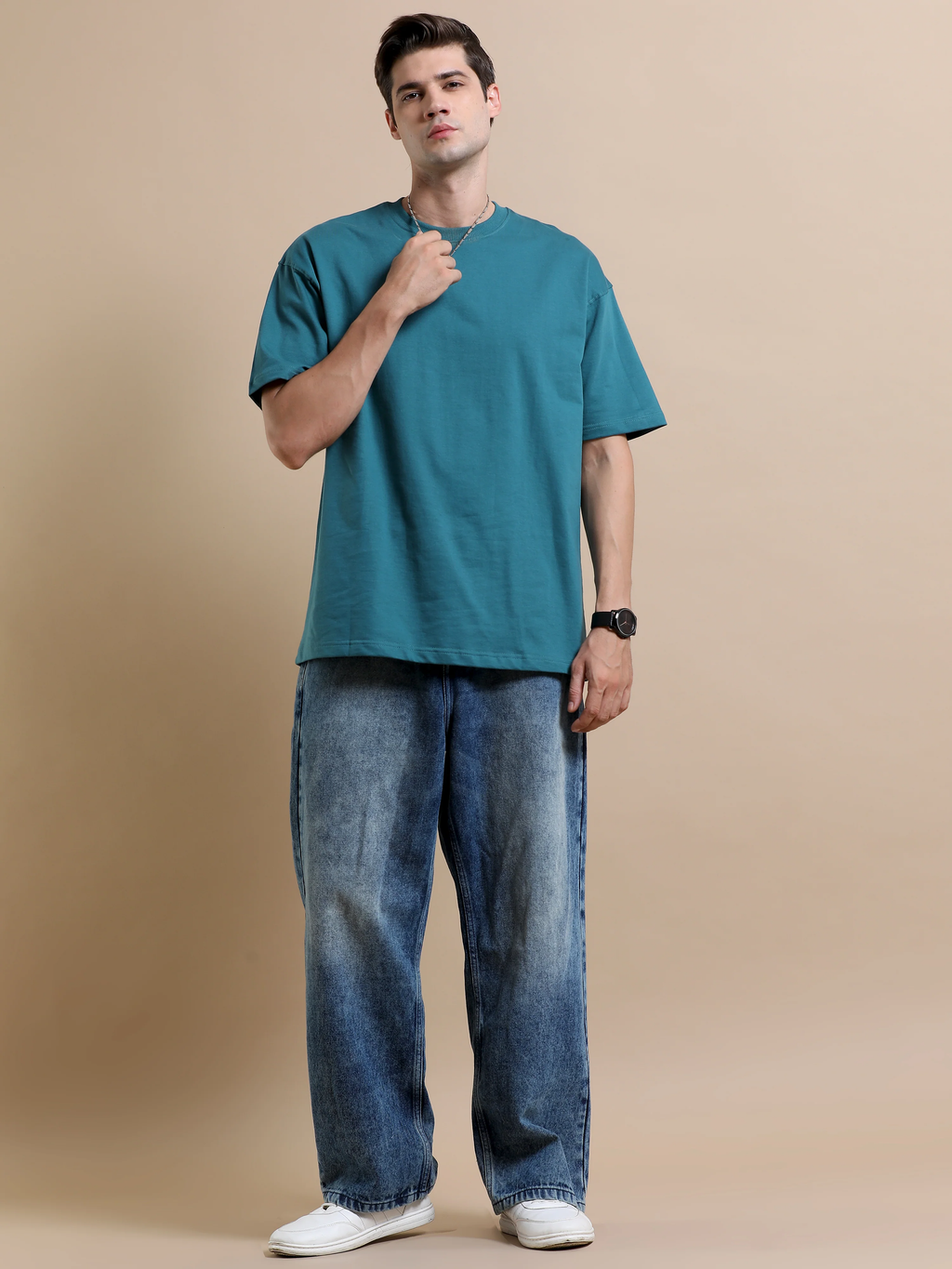 Essential Oversized Solid T-Shirt –TEAL