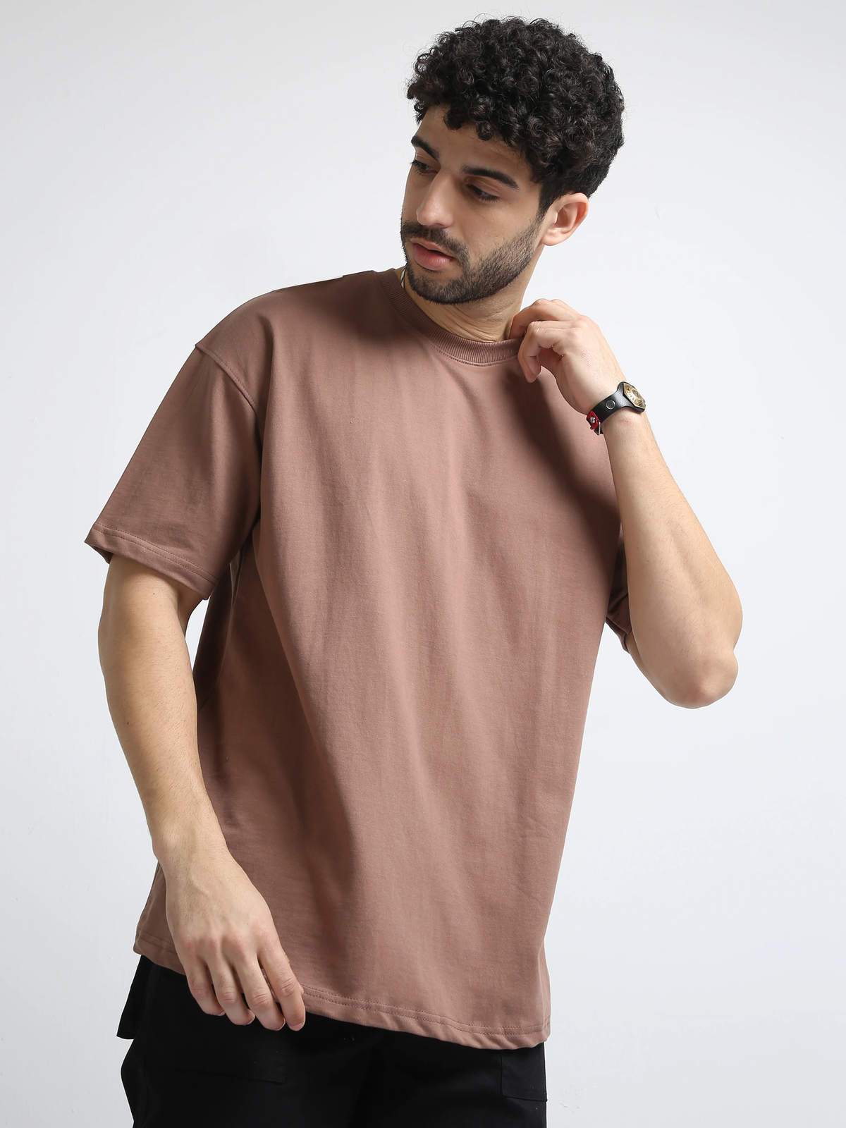 Essential Oversized Solid T-Shirt – Brown