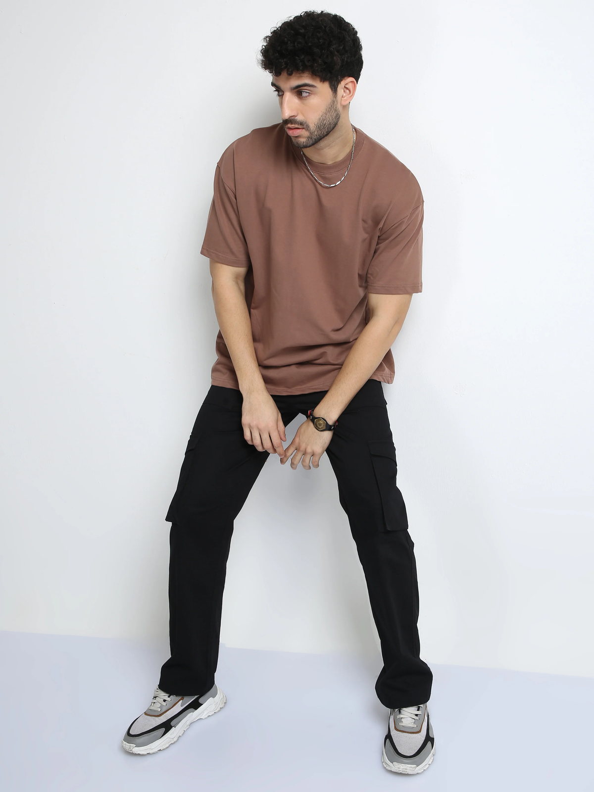 Essential Oversized Solid T-Shirt – Brown