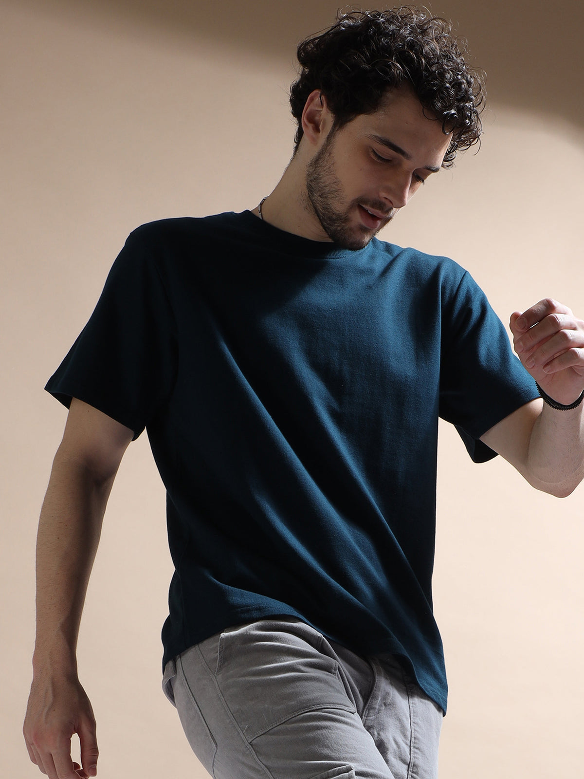 Essential Oversized Solid T-Shirt-Deep Navy Blue