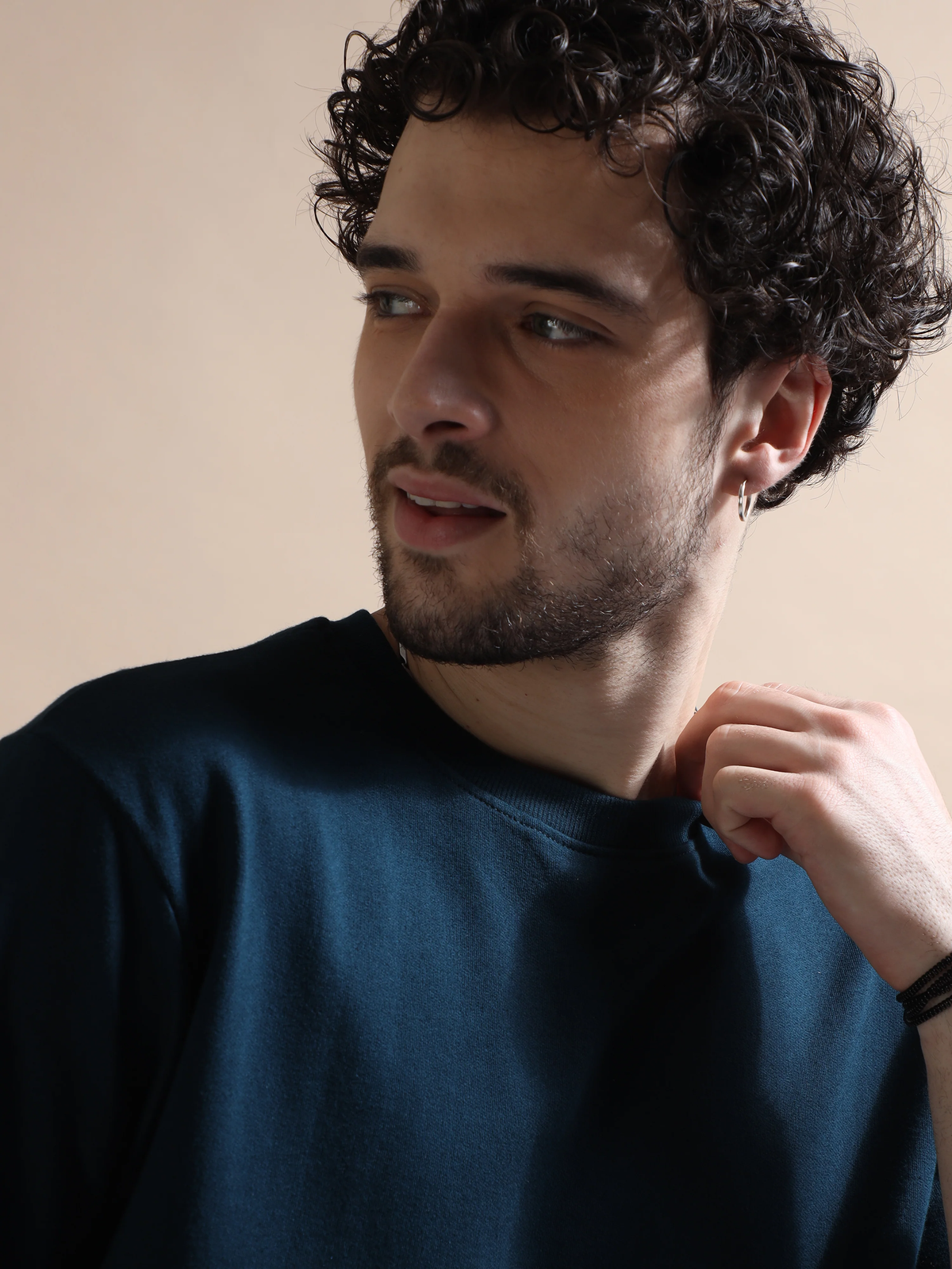 Essential Oversized Solid T-Shirt-Deep Navy Blue