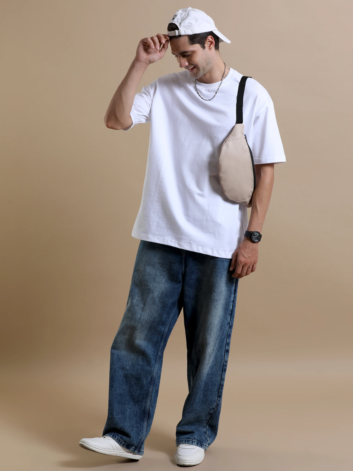 Essential Oversized Solid T-Shirt – White