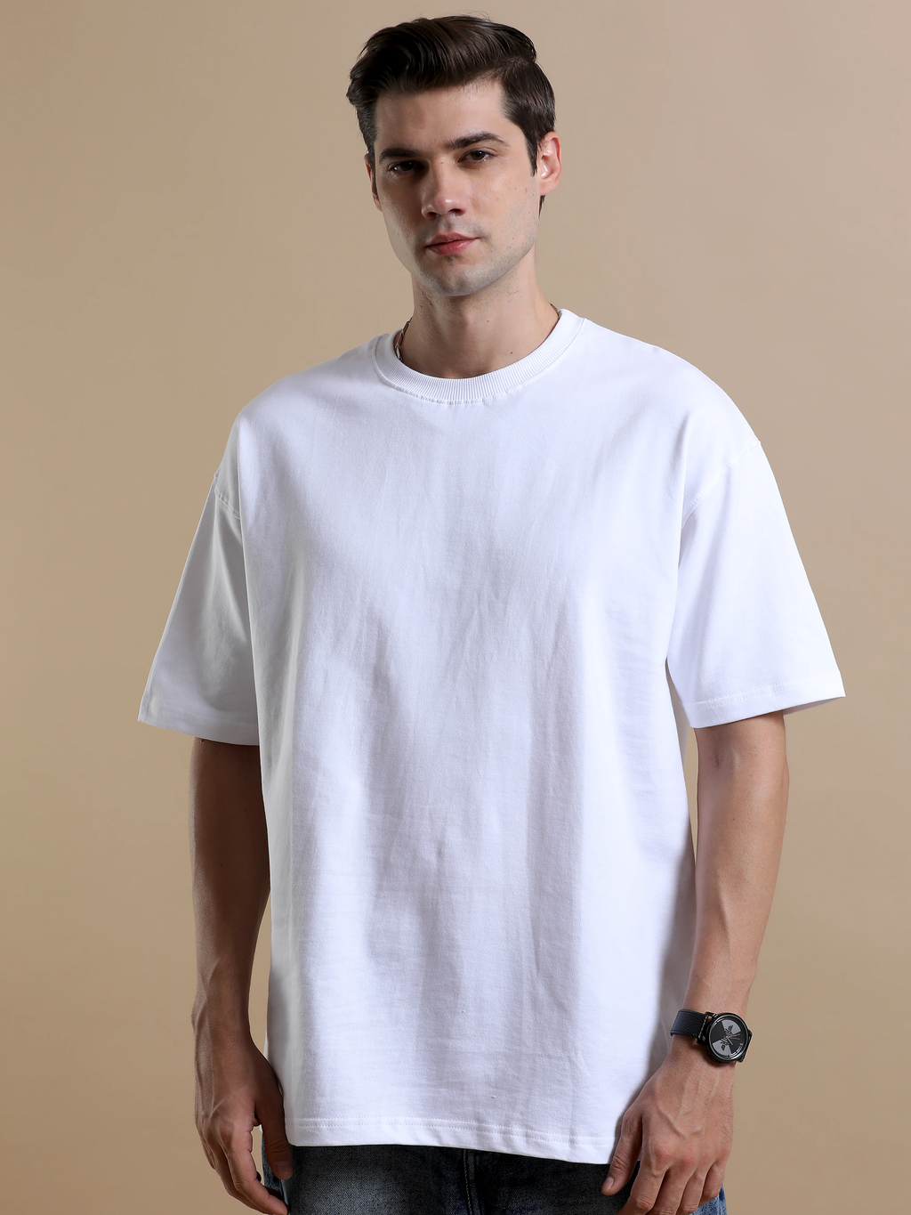 Essential Oversized Solid T-Shirt – White