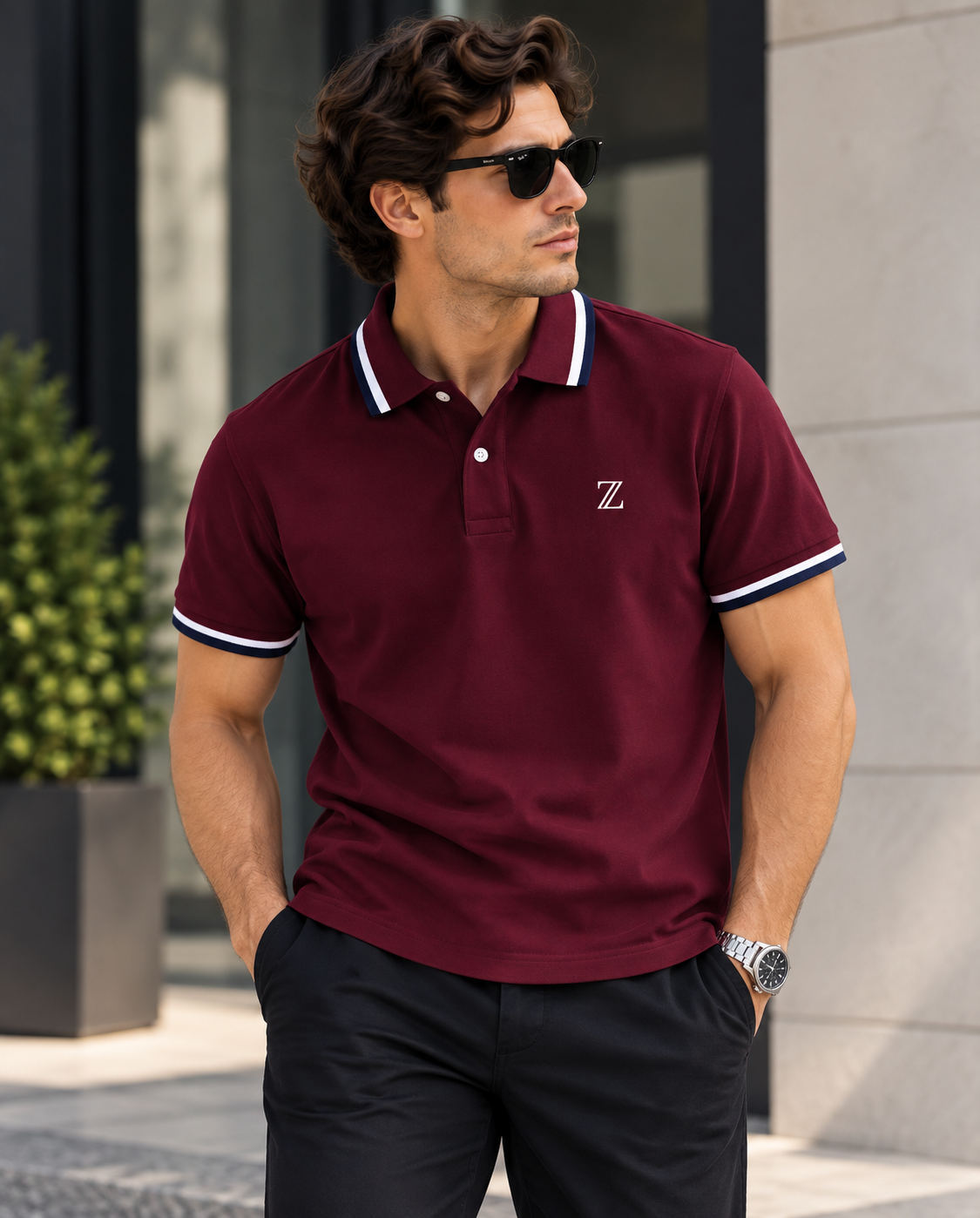 Essential Polo T-Shirt – Wine Red