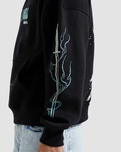 Essential Oversized Printed Hoodie – Black