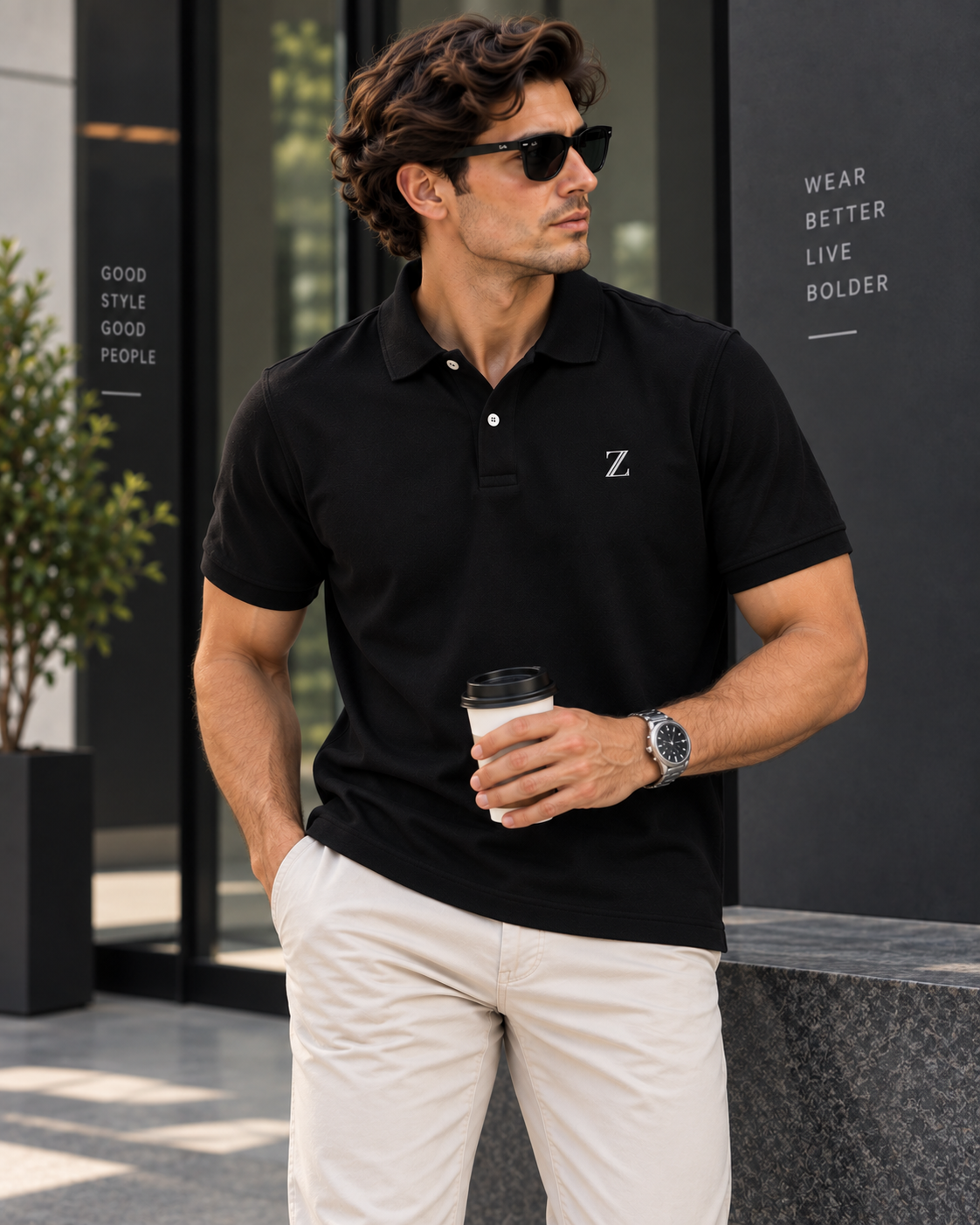 Essential Polo T-Shirt – Black