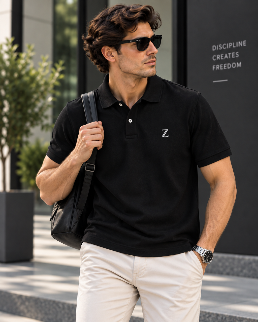 Essential Polo T-Shirt – Black
