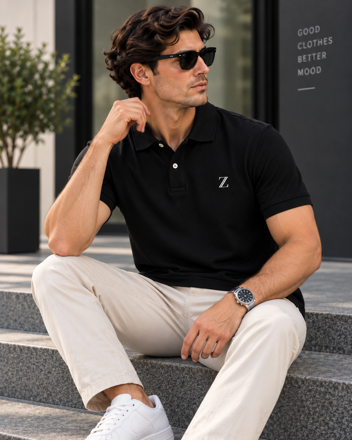 Essential Polo T-Shirt – Black