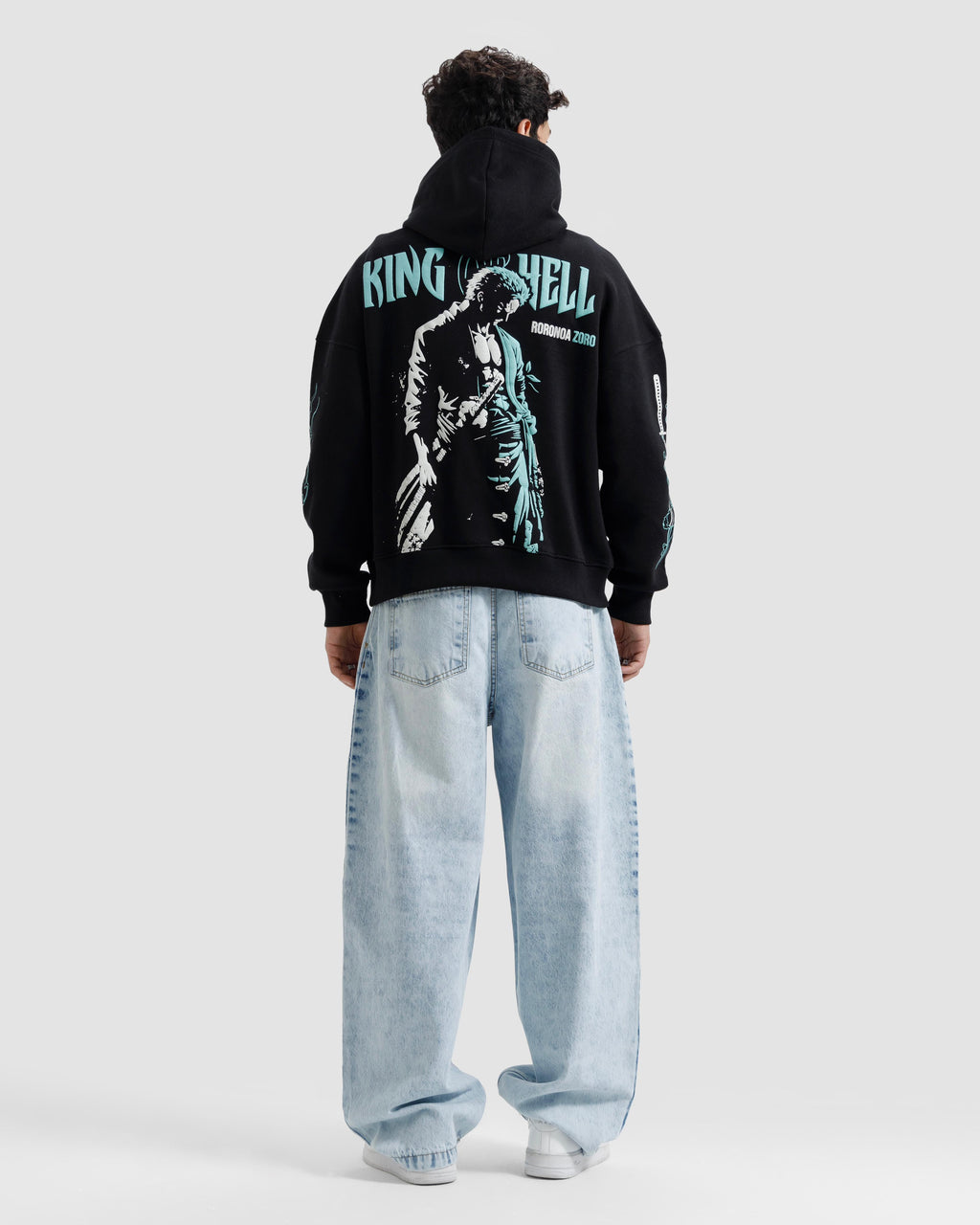 Essential Oversized Printed Hoodie – Black