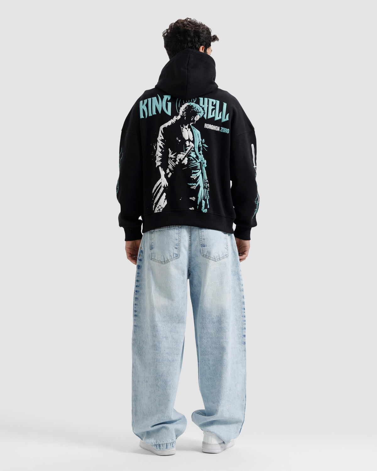 Essential Oversized Printed Hoodie – Black