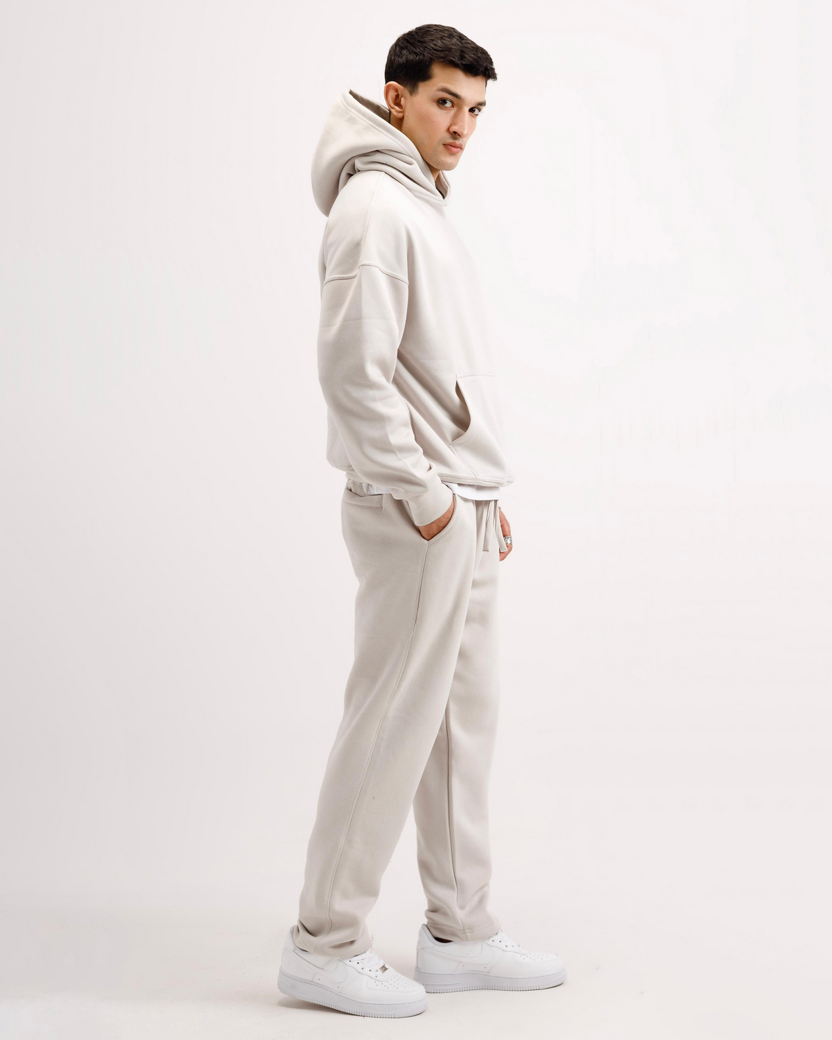Essential Oversized Solid Hoodie – White