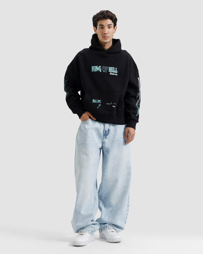 Essential Oversized Printed Hoodie – Black