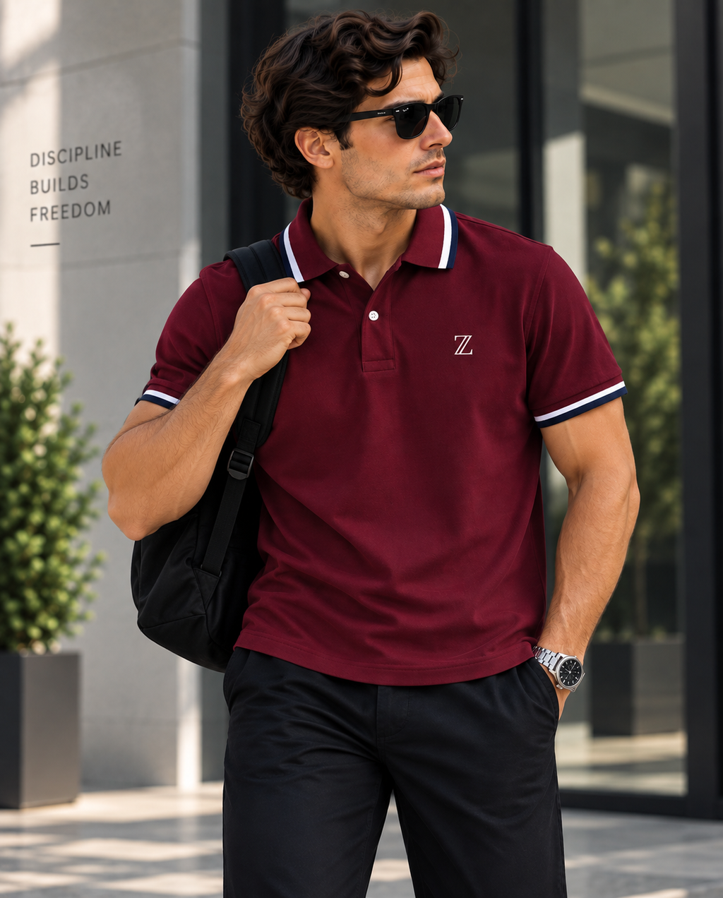 Essential Polo T-Shirt – Wine Red