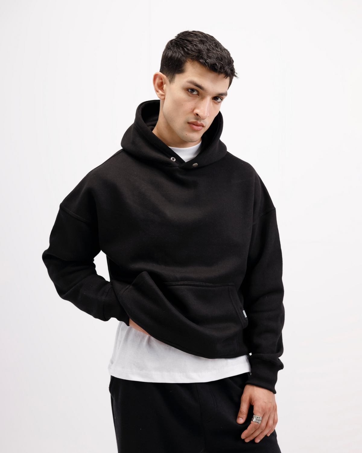 Essential Oversized Solid Hoodie – Black