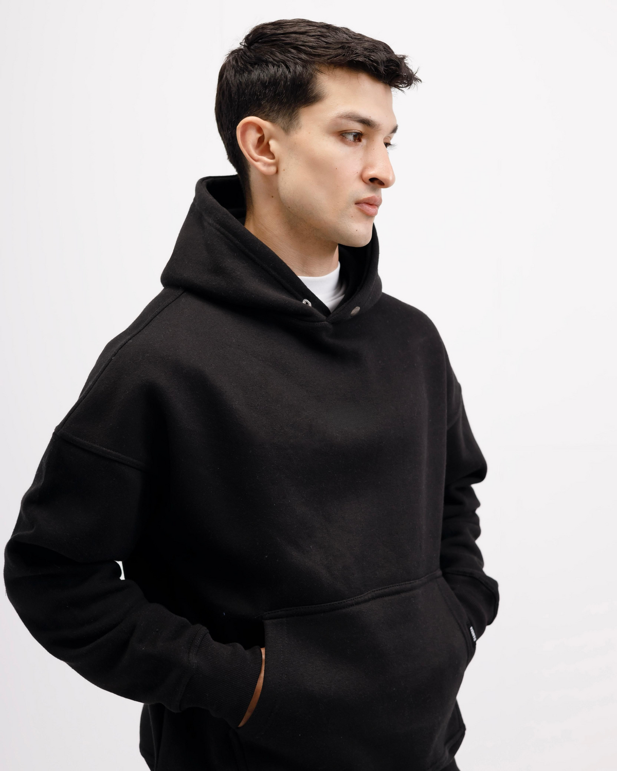 Essential Oversized Solid Hoodie – Black