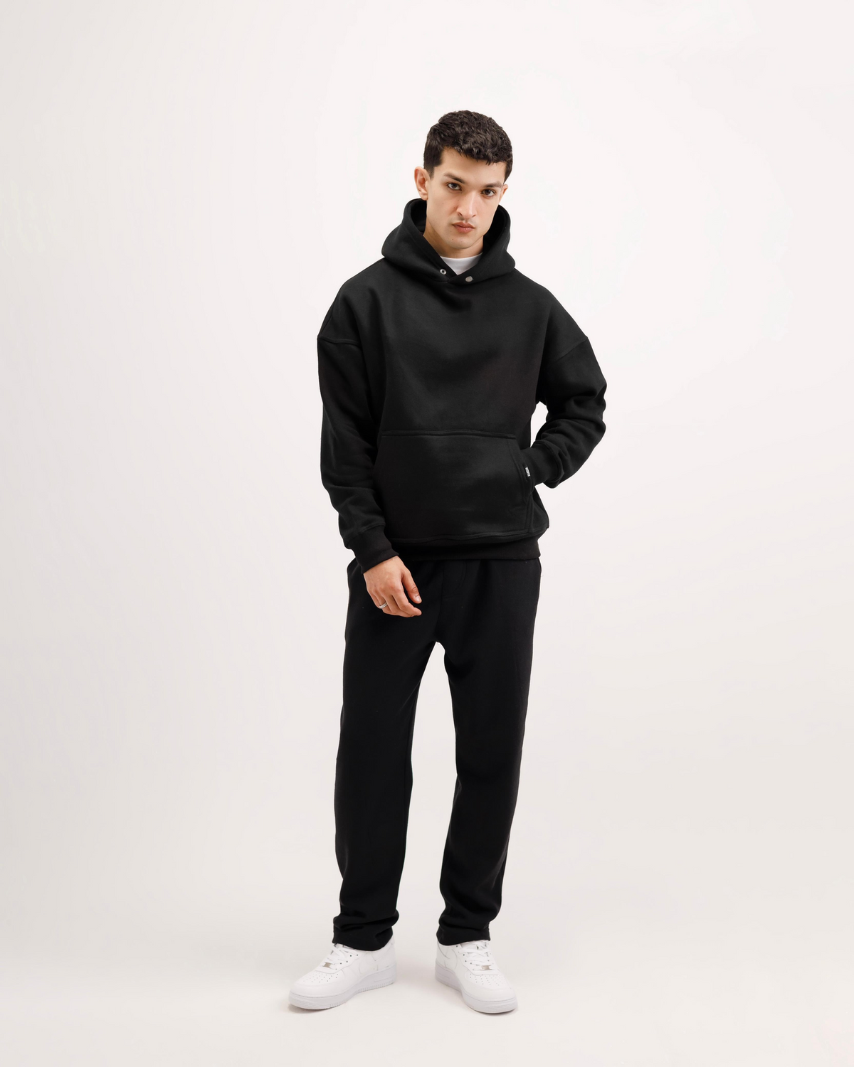 Essential Oversized Solid Hoodie – Black