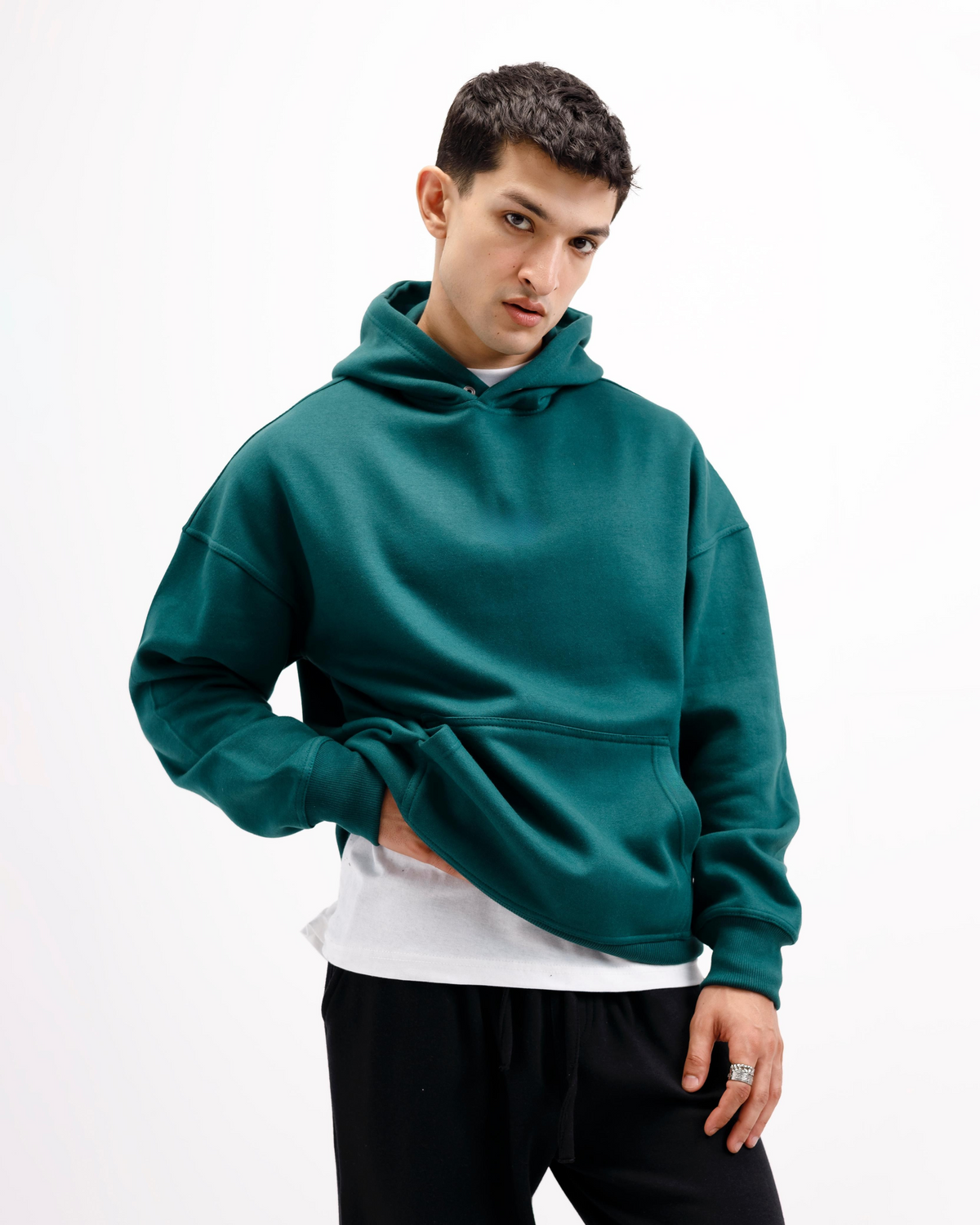 Essential Oversized Solid Hoodie – Teal