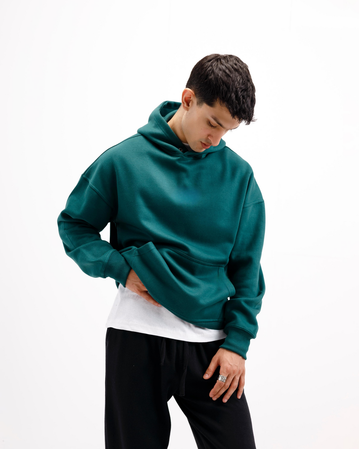 Essential Oversized Solid Hoodie – Teal
